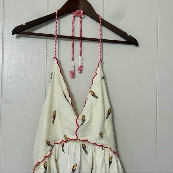 Farm Rio x Anthropologie Parrot Print Linen Tiered Mini Dress XL - Picture 4 of 15